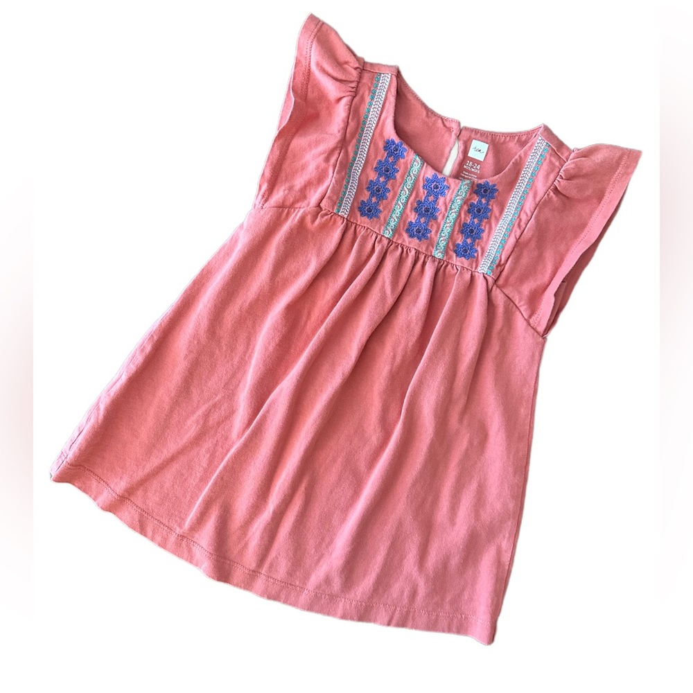 Tea Collection Embroidered Flutter Sleeve Dress 18-24M